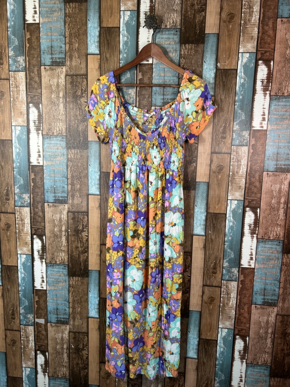 O’Neil Colorful Floral Side Slit Maxi  Dress